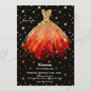 Convites Vestidos de glitter aquarela