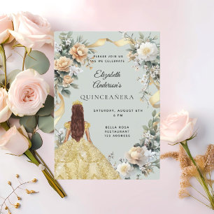 Convites Vestidos de ouro de Quinceanera