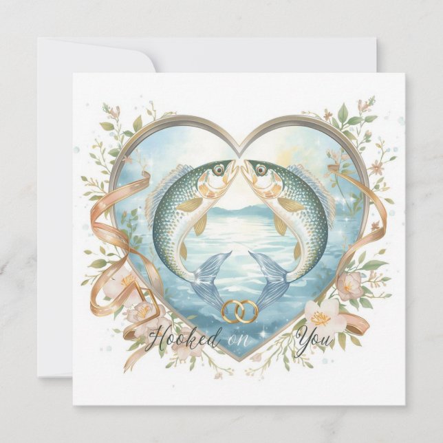 Convites Vestidos de vocês amantes da pesca Casamento Water (Frente)