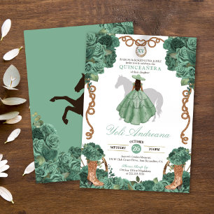 Convites Vestidos Quinceanera Rosas Hortelã Charra Verde Cl