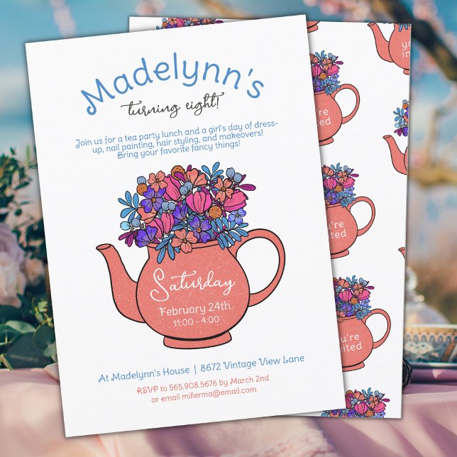 Convites Vestir-Se, Meninas do Tea Party, Aniversário (Criador carregado)