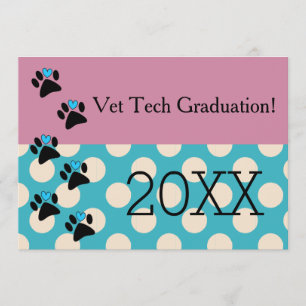 Convites Vet Tech Graduation Pink and Blue