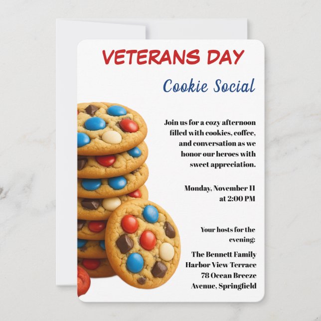 Convites Veterans Day | Cookie Social Celebration (Frente)