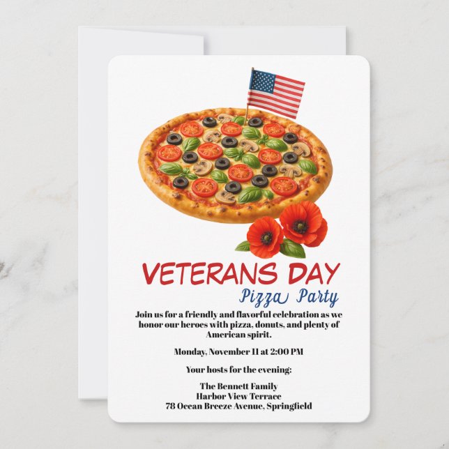 Convites Veterans Day | Fish and chips Celebration (Frente)