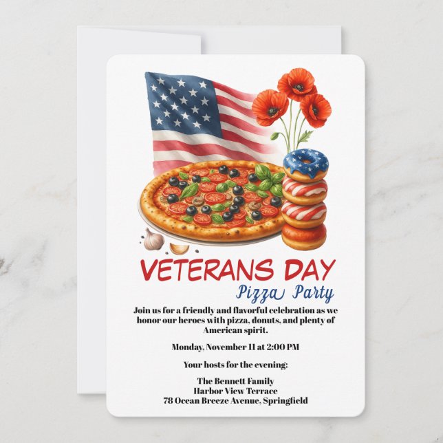 Convites Veterans Day | Fish and chips Celebration (Frente)