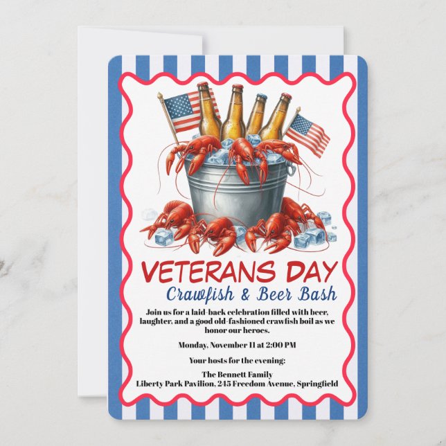 Convites Veterans Day Invitation | Crawfish & Beer Party (Frente)