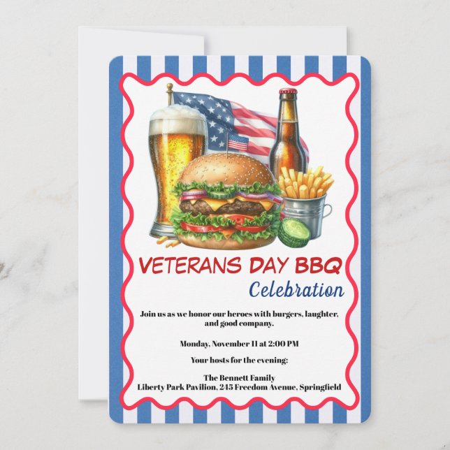 Convites Veterans Day Invitation | Honoring Heroes BBQ (Frente)
