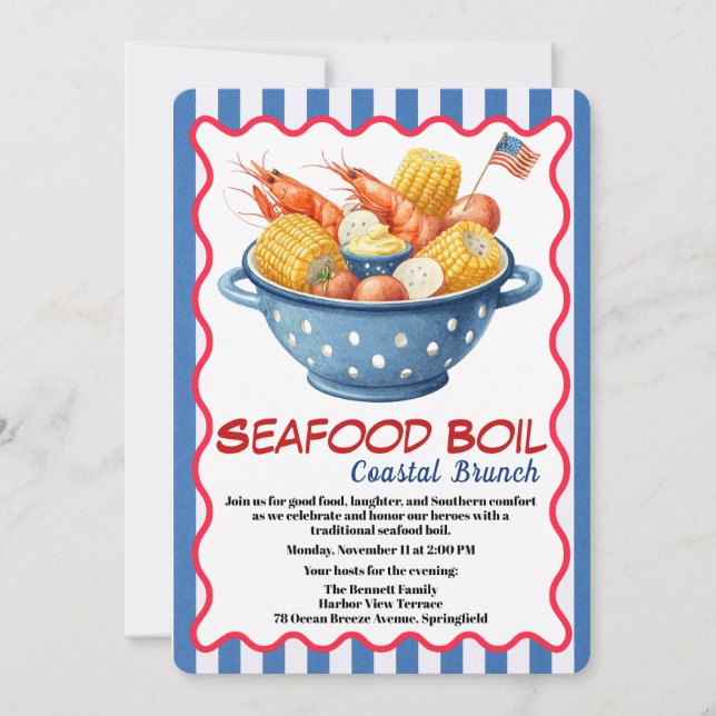 Convites Veterans Day Invitation | Seafood Boil Celebration (Frente)