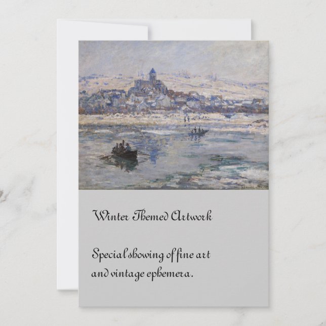 Convites Vetheuil en Hiver Boat no rio (Frente)