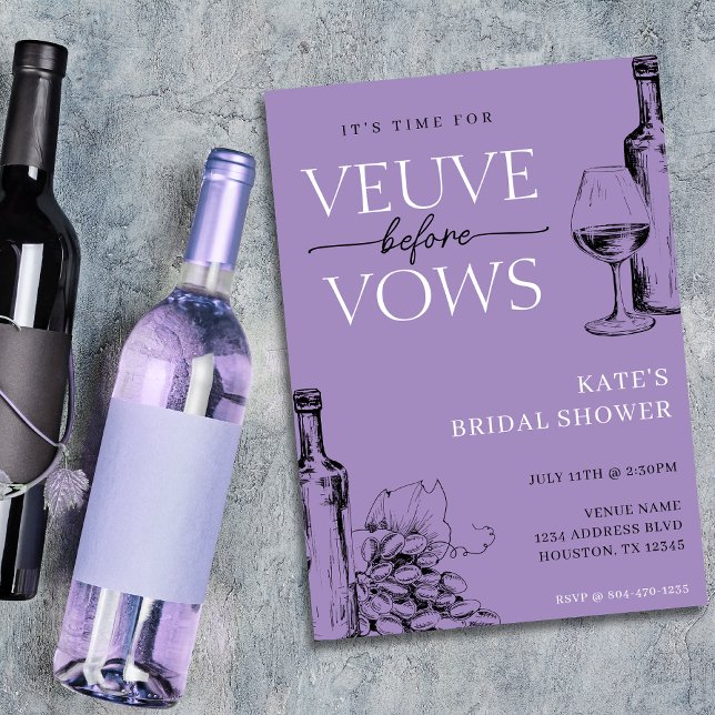 Convites Veuve Antes de Vows Lavanda Chá de panela Roxo (Veuve Before Vows Lavender Purple Bridal Shower Invitation
)