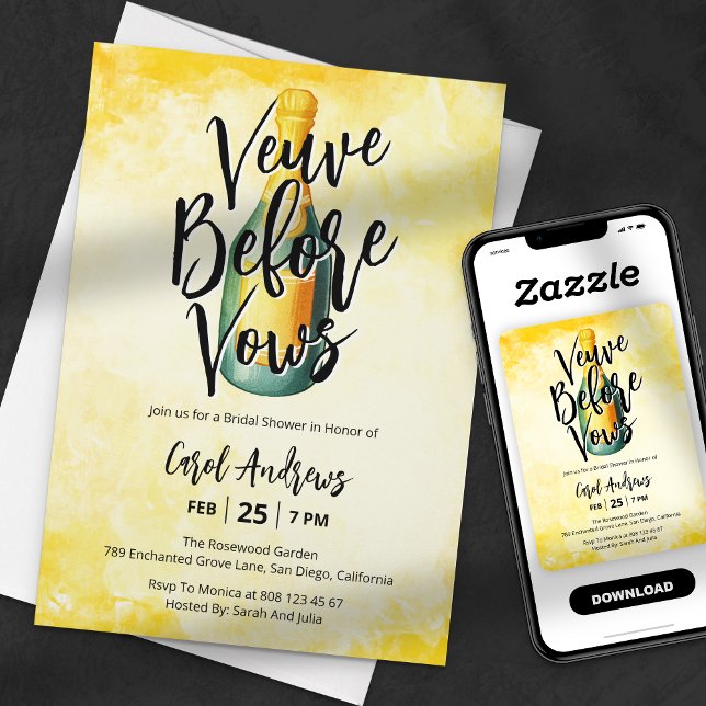 Convites Veuve Antes do Vows Watercolor Chá de panela (Criador carregado)