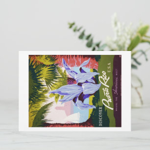 Convites Viagem ao Porto Rico Vintage Tropical Personalizad