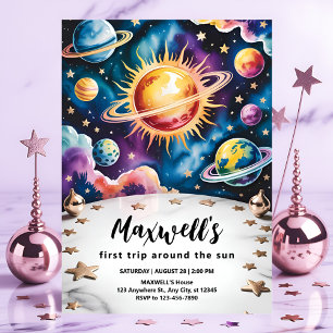 Convites Viagem ao Redor do Sol Espaço 1º Aniversário