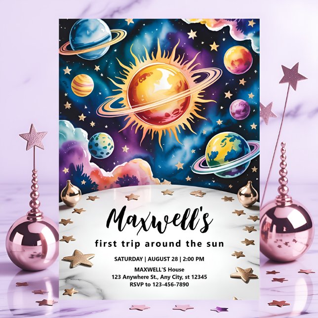 Convites Viagem ao Redor do Sol Espaço 1º Aniversário (Criador carregado)