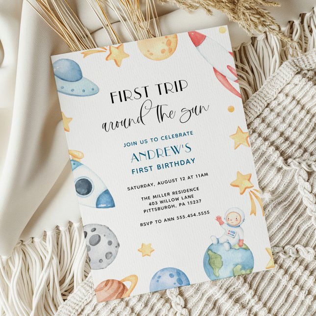 Convites Viagem Ao Redor Do Sol No Exterior Aniversário (Criador carregado)