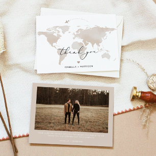 Convites VIAGEM CARMEN Adventure Beige Map Foto Muito Obrig