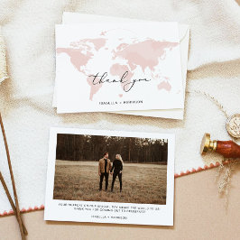 Convites VIAGEM CARMEN Adventure Pink Map Foto de Obrigado