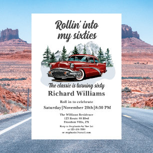 Convites Viagem Carro Clássico Retro Rolando 60º Aniversári