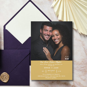 Convites Viagem Casamento Ouro Elegante Foto Personalizada