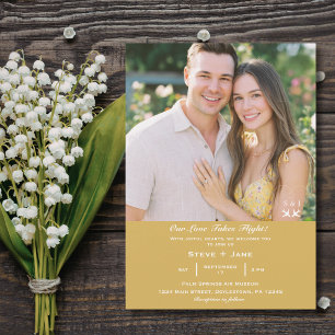Convites Viagem Casamento Ouro Elegante Foto Personalizada
