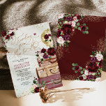 Convites Viagem Chá de panela Miss à Sra. Vintage Bugundy<br><div class="desc">Mapa de Vintage / Chá de panela Floral Viagem com flores burgundy e blush,  malas quic e um bonito globo floral</div>