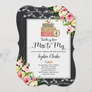 Convites Viagem Chá de panela Senhorita Para Sra. Floral