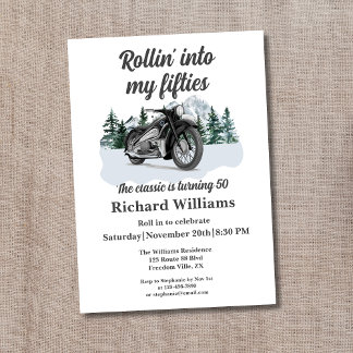 Convites Viagem Classic Motorbike Rolling 50º Aniversário
