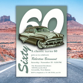 Convites Viagem Clássico Carro Verde Completa 60 Anos