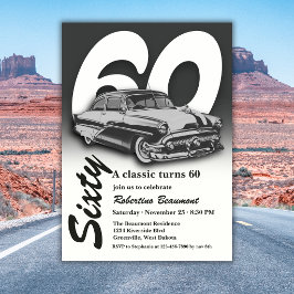 Convites Viagem Clássico Cinza Carro Completa 60 Anos