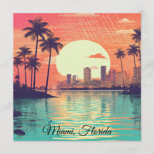 Convites Viagem Colorida Retro Vintage Miami Flórida