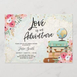 Convites Viagem com tema Chá de panela Amor é Adventure P