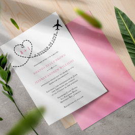 Convites Viagem de Amor Rota de Avião Casamento de Destino