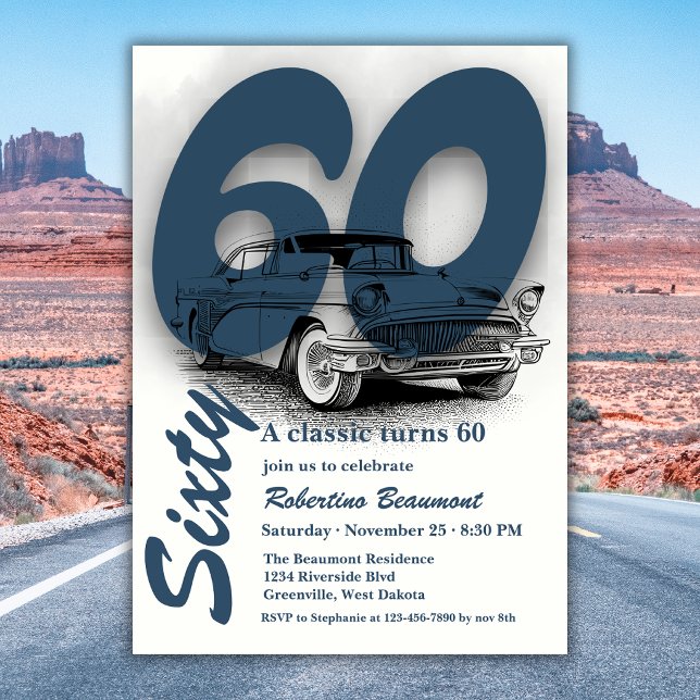 Convites Viagem de Carro Clássico Completa 60 Anos (Criador carregado)