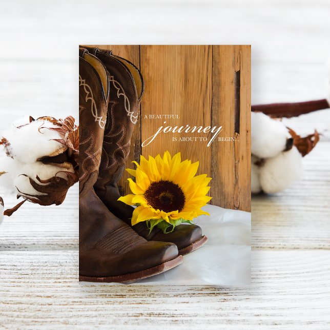 Convites Viagem de Casamento Rustic Country Sunflower Weste (Criador carregado)