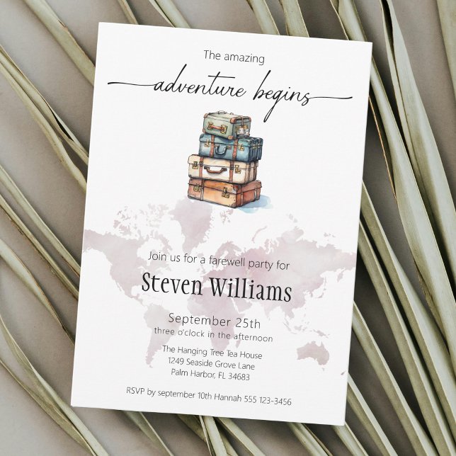 Convites Viagem de despedida a aventura começa (Criador carregado)
