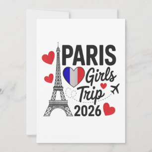 Convites Viagem de Meninas Sassy Paris 2026 Férias Reunião