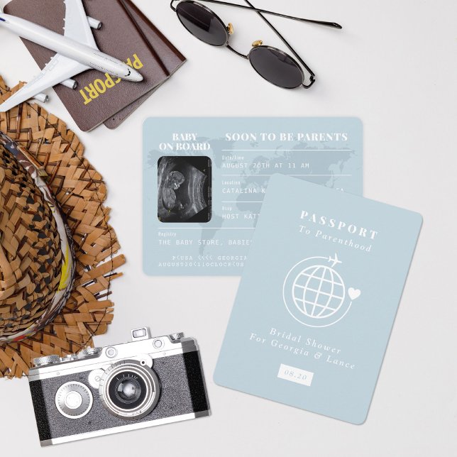 Convites Viagem de Passaporte para o Chá de fraldas de Tema (Criador carregado)