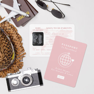 Convites Viagem de Passaporte para o Chá de fraldas de Tema
