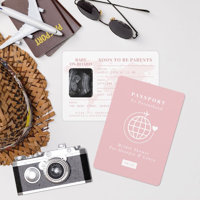 Convites Viagem de Passaporte para o Chá de fraldas de Tema (Criador carregado)