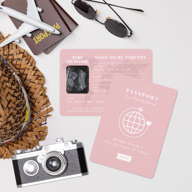 Convites Viagem de Passaporte para o Chá de fraldas de Tema (Criador carregado)