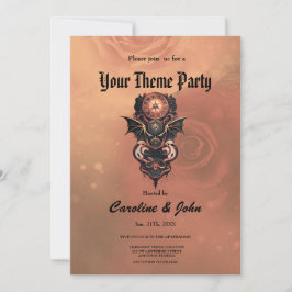 Convites Viagem de tempo místico com asas, relógio de galão