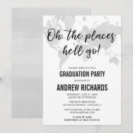 Convites Viagem tema Os lugares que ele vai se formar