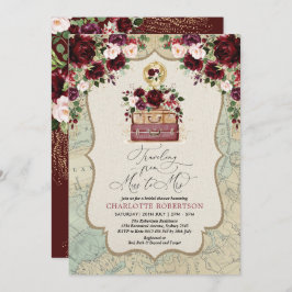 Convites Viagem Tema Vintage Map Adventure Chá de panela