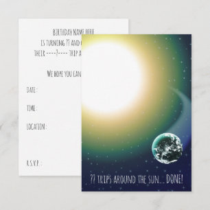 Convites Viagens de Bday Personalizadas em Torno do Sol