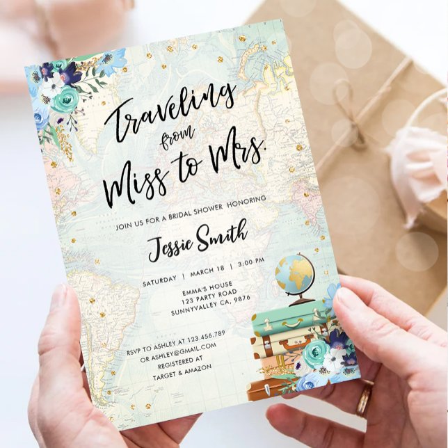 Convites Viajando da Senhorita para a Sra. Adventure Chá de (Criador carregado)