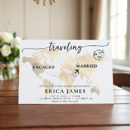 Convites Viajando de Engajado a Chá de panela casado