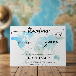 Convites Viajando de Engajado a Chá de panela casado