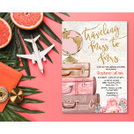 Convites Viajando de Miss a Sra. Chá de panela<br><div class="desc">Viajando de Miss a Sra. Viagem Themed Suitcase Mapa Atlas Chá de panela Floral Glitter Confetti Convite</div>