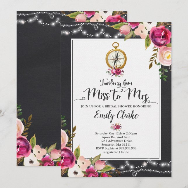 Convites Viajando De Miss A Sra. Chá de panela Convidar (Frente/Verso)