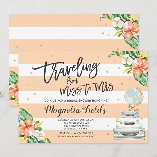 Convites Viajando De Miss A Sra. Chá de panela Convidar (Frente/Verso)